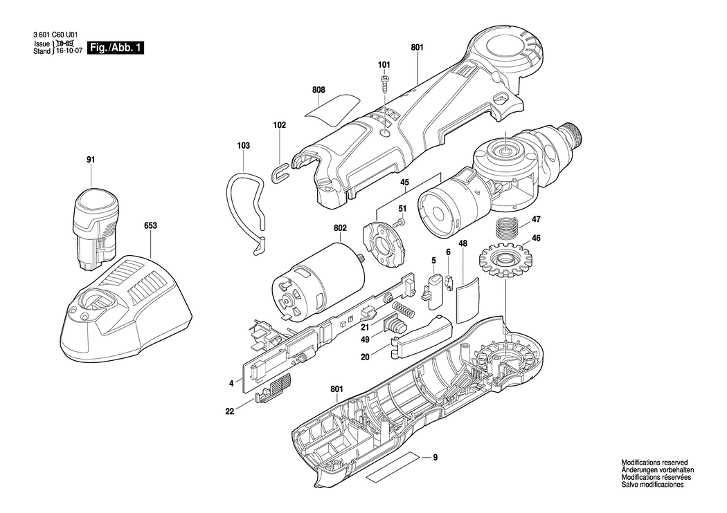 Bosch WB 10-A / 3601C60U01 / EU 10.8 Volt Spare Parts