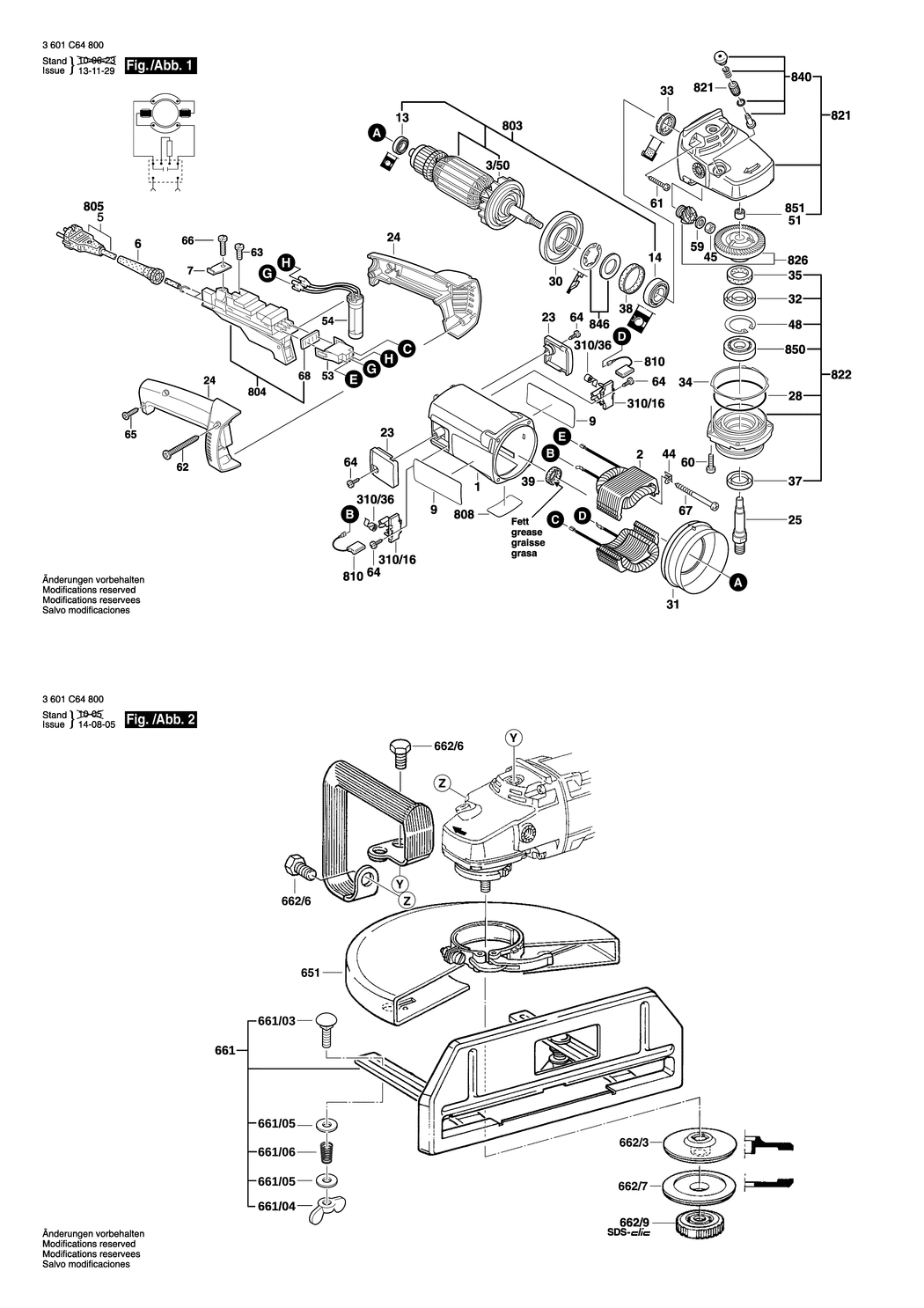 Bosch GWS 24-300 / 3601C64830 / CH 230 Volt Spare Parts