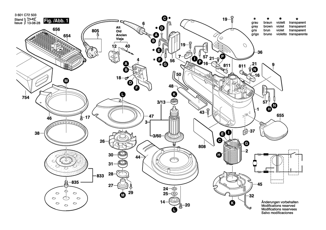 Bosch GEX 125 AC / 3601C72503 / --- 230 Volt Spare Parts