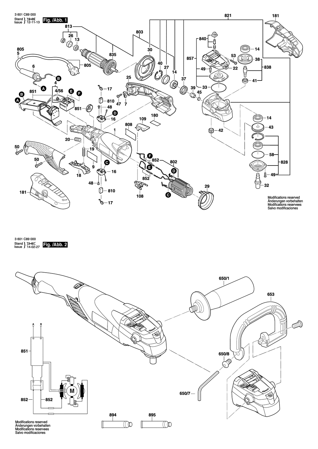 Bosch GPO 14 CE / 3601C89000 / EU 230 Volt Spare Parts