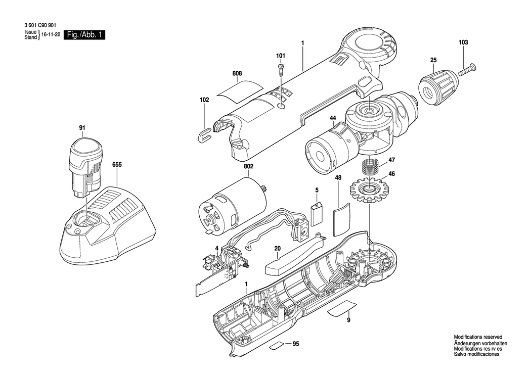 Bosch GWB 10.8 B-LI / 3601C90901 / EU 10.8 Volt Spare Parts