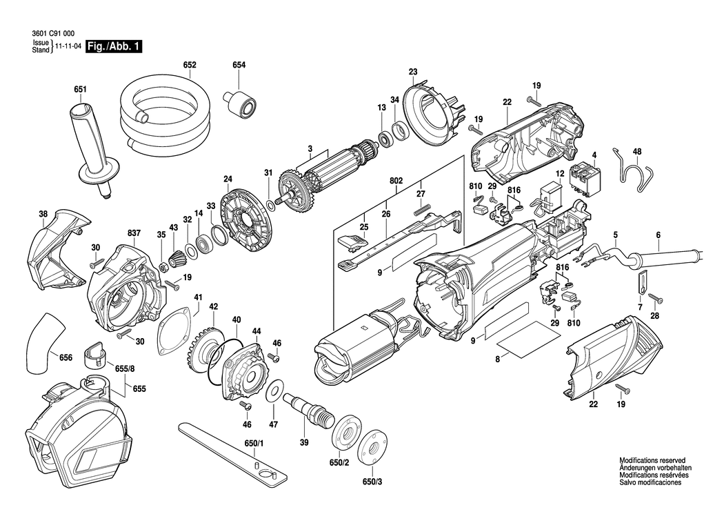 Bosch GCT-115 / 3601C91070 / GB 230 Volt Spare Parts