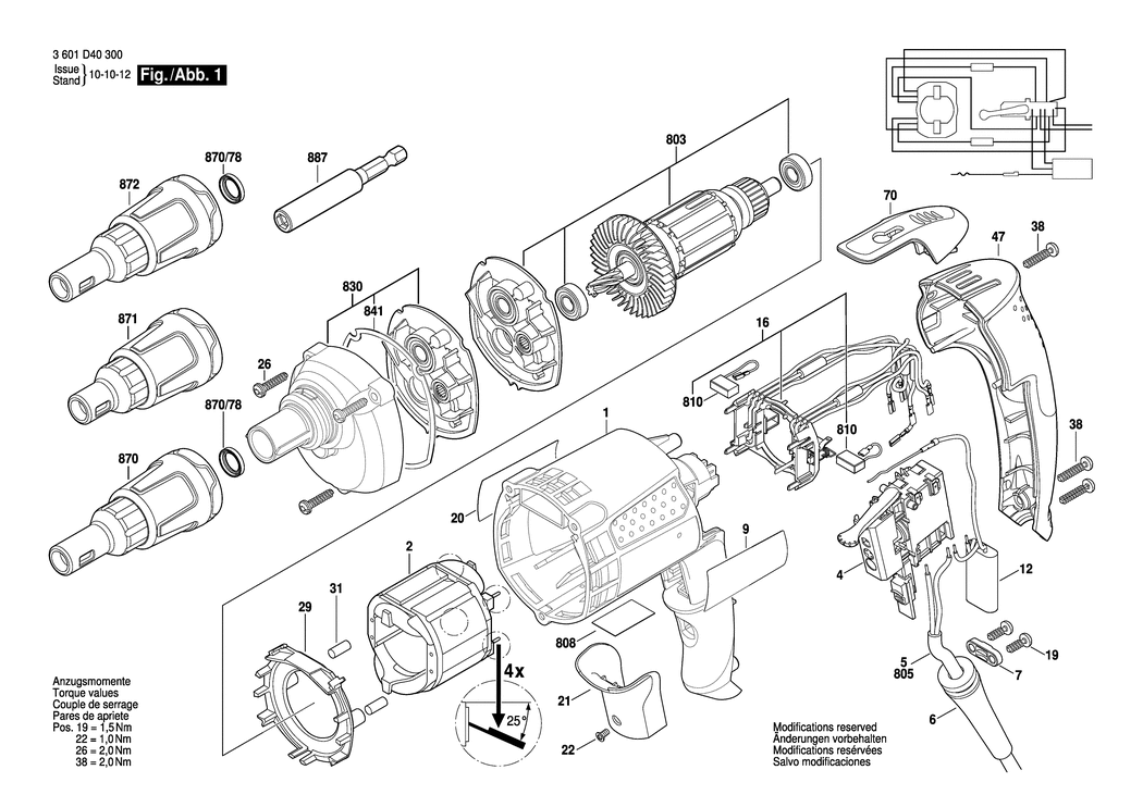 Bosch GSR 6-45 TE / 3601D40300 / EU 230 Volt Spare Parts