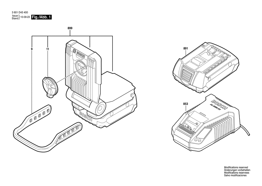 Bosch GLI VariLED / 3601D43400 / --- 14.4 Volt Spare Parts