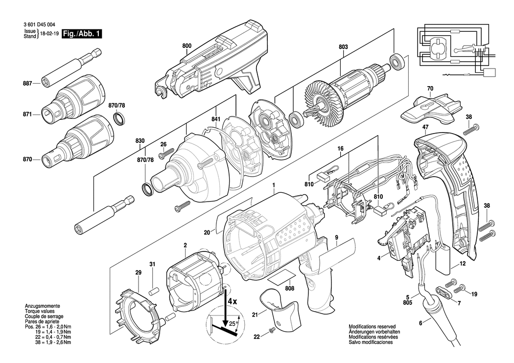Bosch GSR 6-25 TE / 3601D45004 / EU 230 Volt Spare Parts