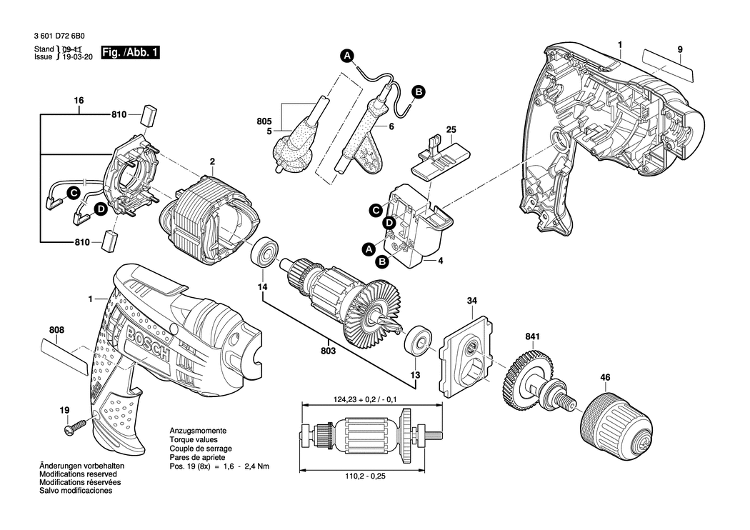 Bosch GBM 6 RE / 3601D72600 / EU 230 Volt Spare Parts