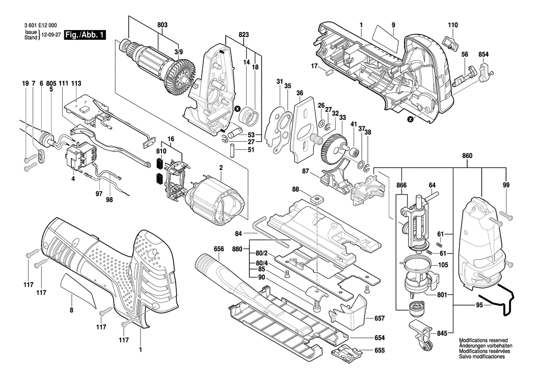 Bosch GST 150 CE / 3601E12000 / EU 230 Volt Spare Parts