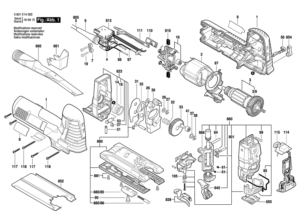 Bosch GST 140 CE / 3601E14000 / EU 230 Volt Spare Parts