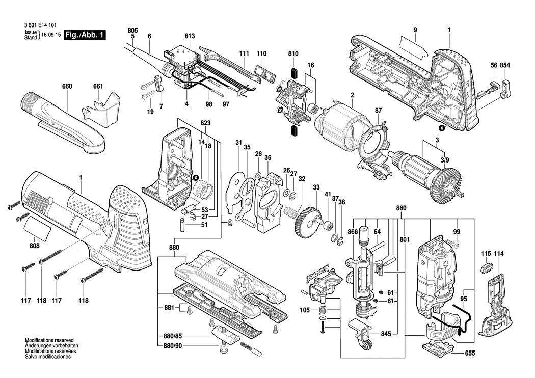 Bosch GST 1400 CE / 3601E14101 / EU 230 Volt Spare Parts