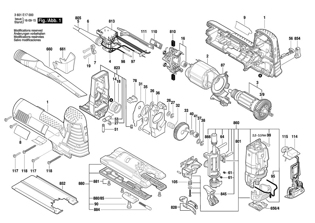 Bosch GST 160 CE / 3601E17030 / CH 230 Volt Spare Parts