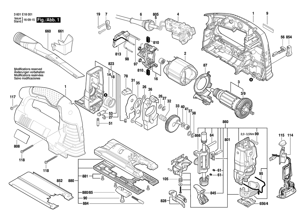 Bosch GST 160 BCE / 3601E18001 / EU 230 Volt Spare Parts