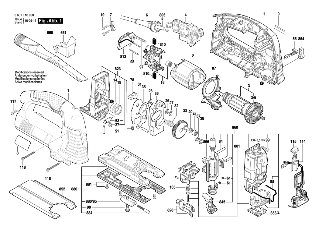 Bosch GST 160 BCE / 3601E18030 / CH 230 Volt Spare Parts