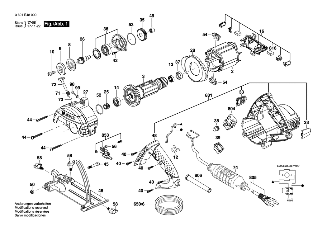 Bosch GDC 125 / 3601E48000 / EU 220 Volt Spare Parts