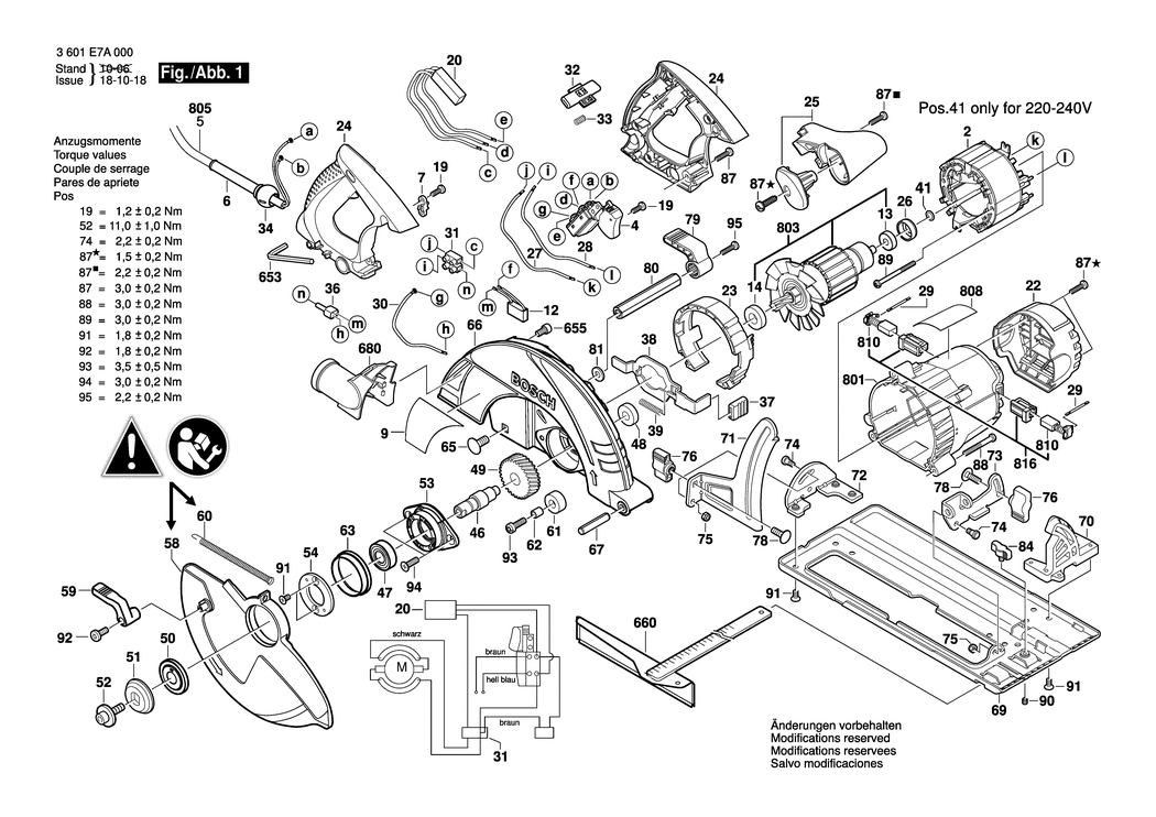 Bosch GKS 85 / 3601E7A070 / GB 230 Volt Spare Parts