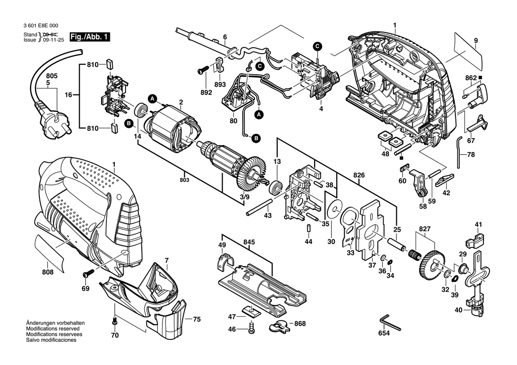 Bosch GST 75 BE / 3601E8E030 / CH 230 Volt Spare Parts