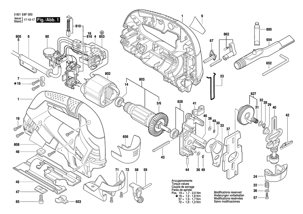 Bosch GST 90 BE / 3601E8F000 / EU 230 Volt Spare Parts