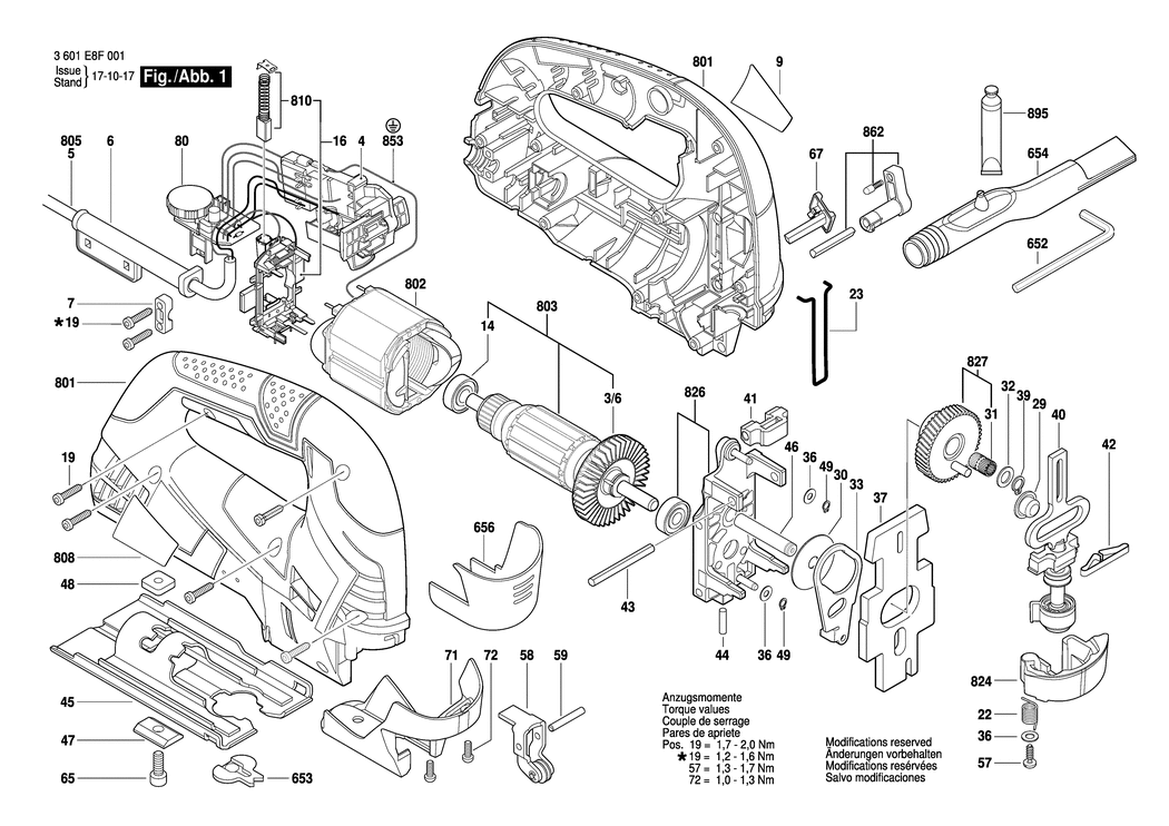 Bosch GST 90 BE / 3601E8F071 / GB 230 Volt Spare Parts