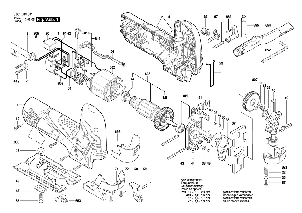 Bosch GST 90 E / 3601E8G001 / EU 230 Volt Spare Parts