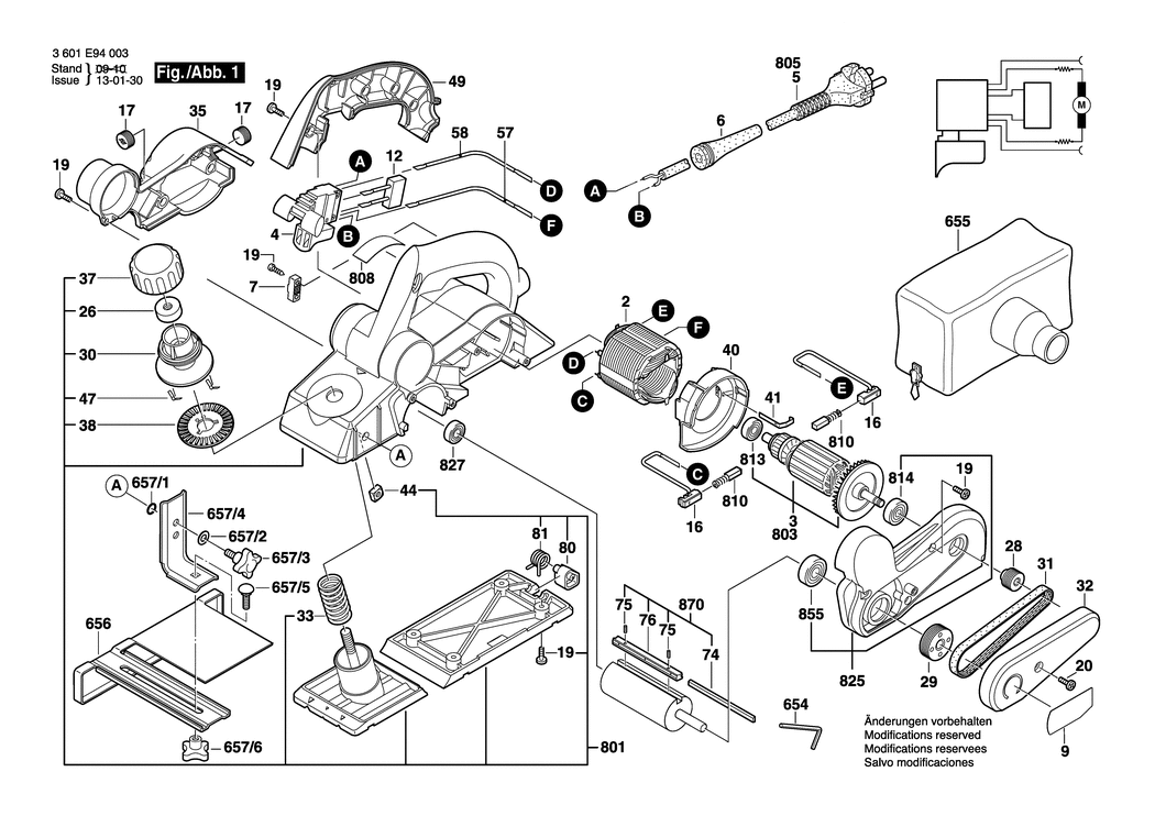 Bosch GHO 15-82 / 3601E94003 / EU 230 Volt Spare Parts