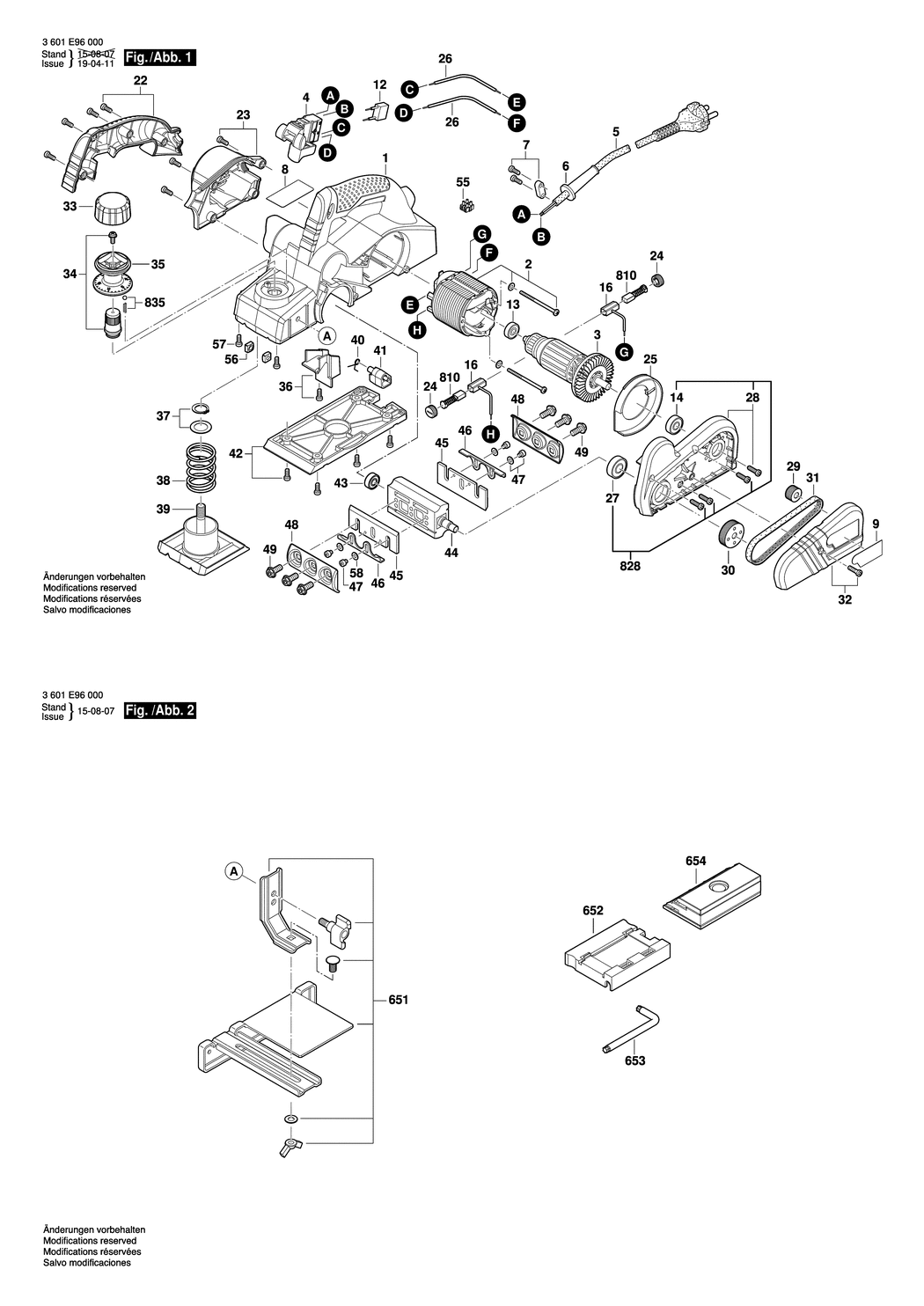 Bosch GHO 6500 / 3601E96000 / EU 230 Volt Spare Parts