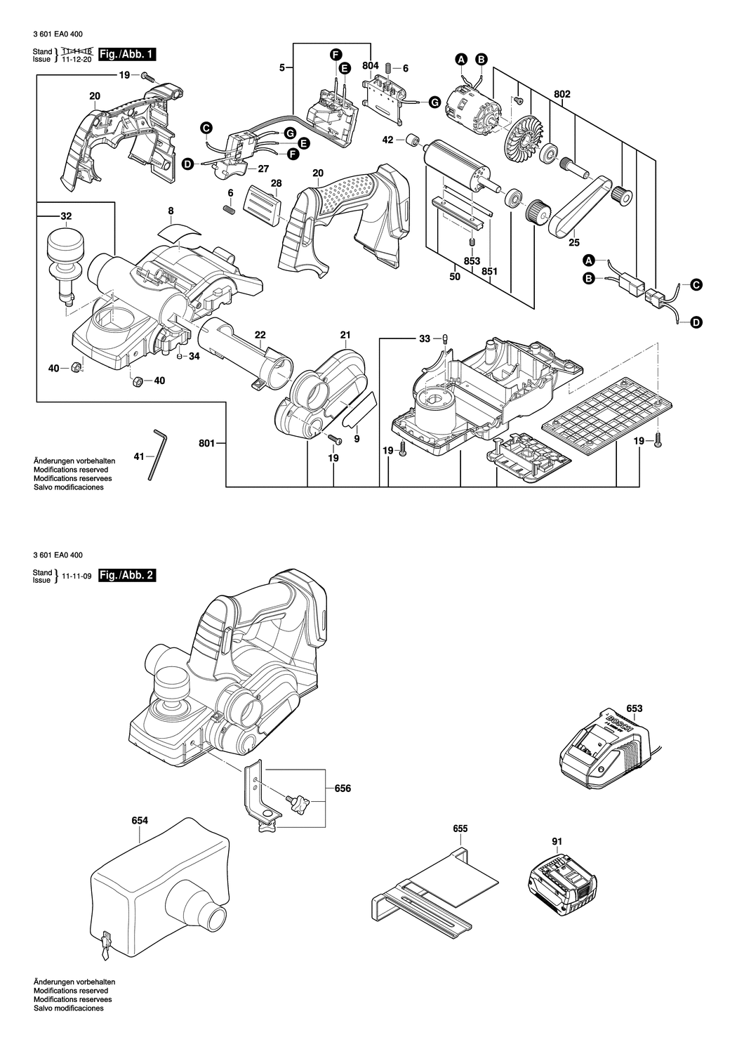 Bosch GHO 14.4 V-LI / 3601EA0400 / --- 14.4 Volt Spare Parts