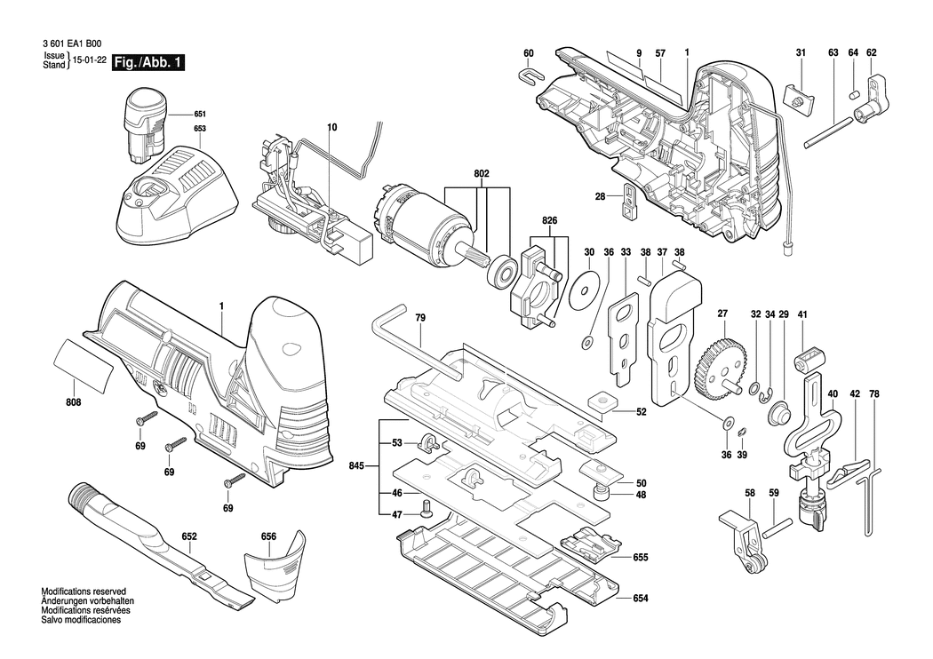 Bosch BACJS 10.8 V LI / 3601EA1B00 / EU 10.8 Volt Spare Parts