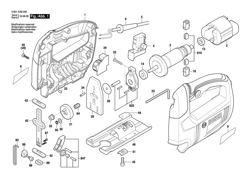 Bosch GST 650 / 3601EA8000 / EU 220 Volt Spare Parts