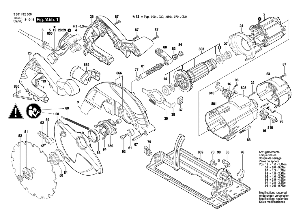 Bosch GKS 190 / 3601F23000 / EU 230 Volt Spare Parts