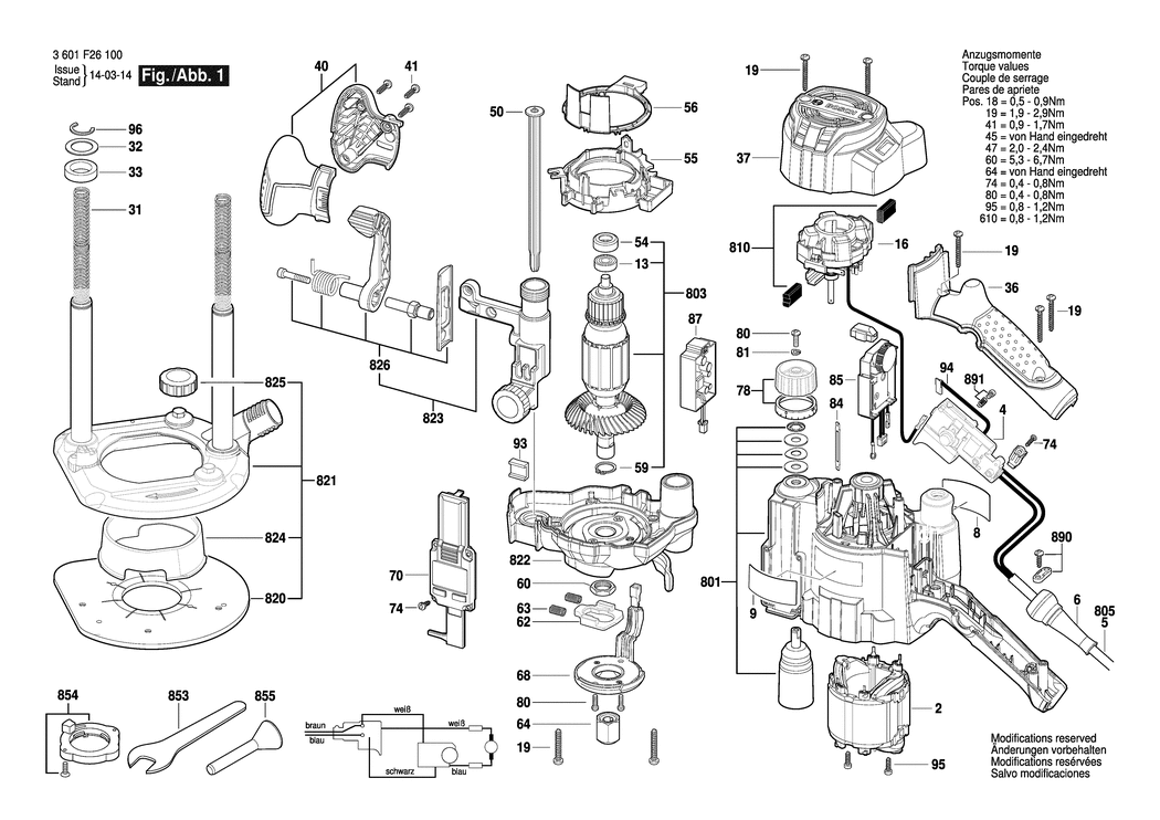 Bosch GOF 1250 LCE / 3601F26160 / GB 110 Volt Spare Parts