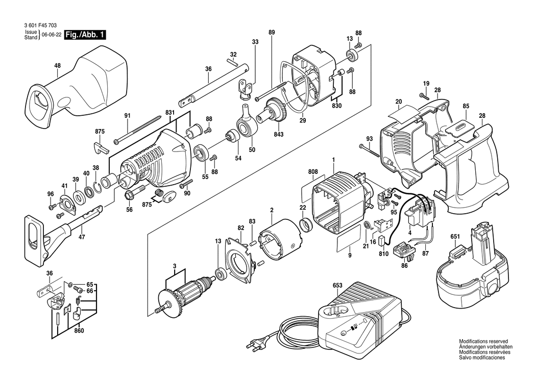 Bosch GSA 24 VE / 3601F45703 / EU 24 Volt Spare Parts