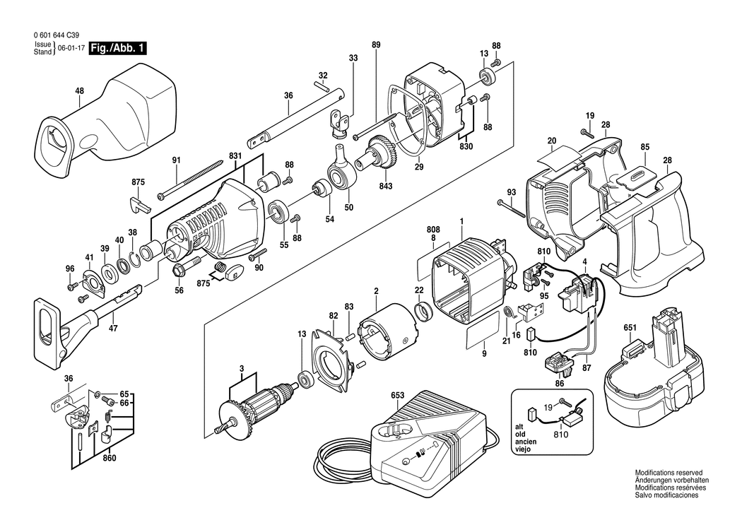 Bosch GSA 18 VE / 3601F45F00 / EU 18 Volt Spare Parts