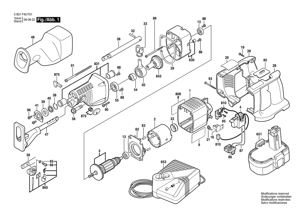 Bosch GSA 18 VE / 3601F45F01 / EU 18 Volt Spare Parts