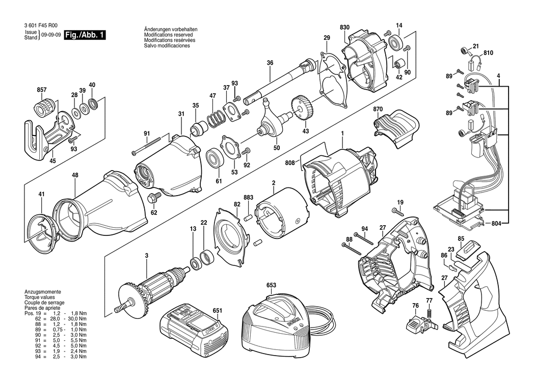 Bosch GSA 36 V-LI / 3601F45R00 / EU 36 Volt Spare Parts