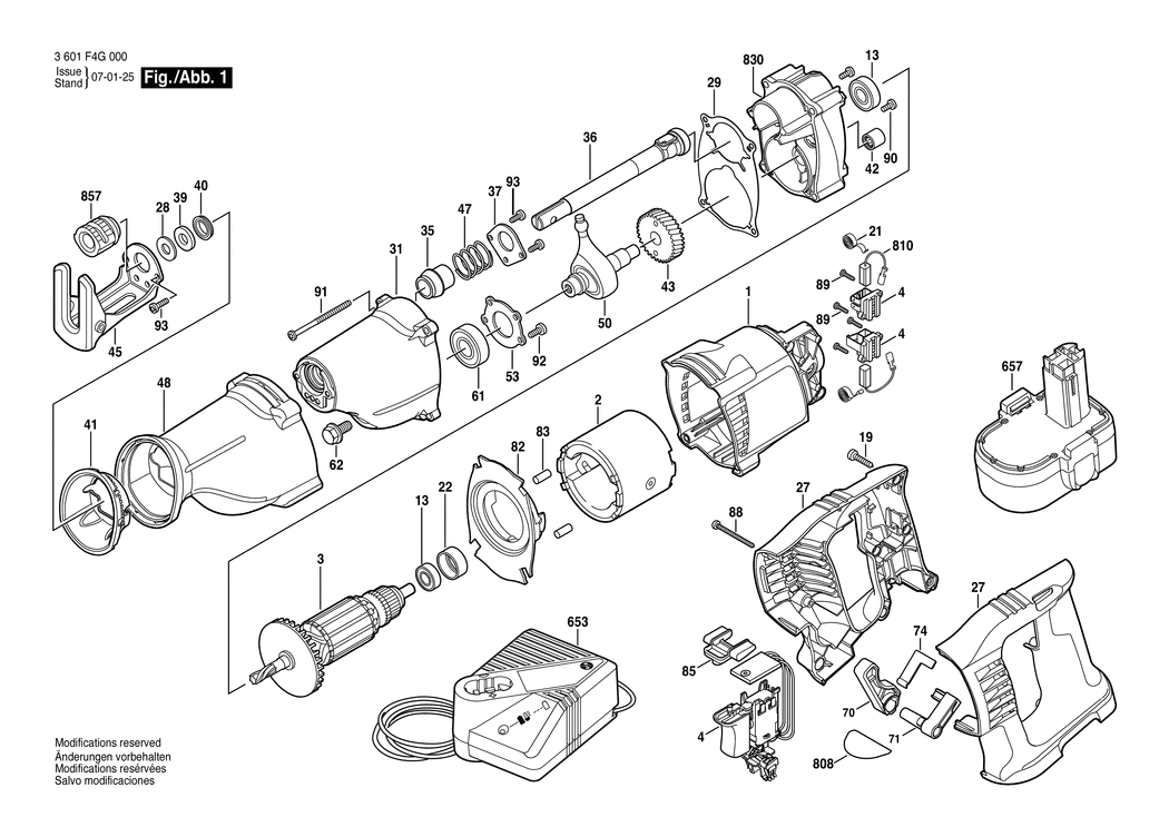 Bosch GSA 18 VE / 3601F4G000 / EU 18 Volt Spare Parts