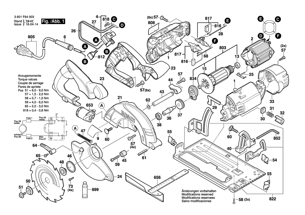 Bosch GKS 55 / 3601F64003 / --- 230 Volt Spare Parts