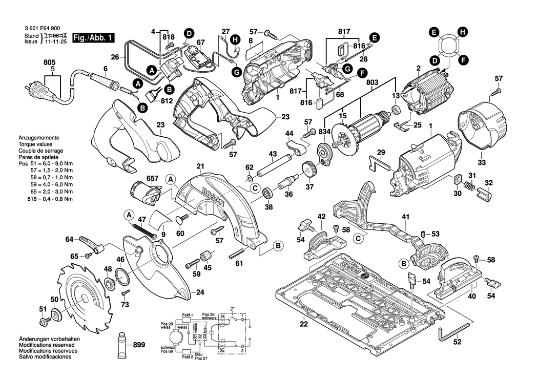 Bosch GKS 55 GCE / 3601F64900 / --- 230 Volt Spare Parts