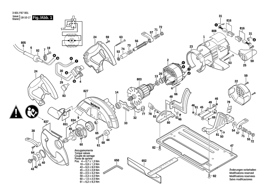 Bosch GKS 65 / 3601F67031 / CH 230 Volt Spare Parts