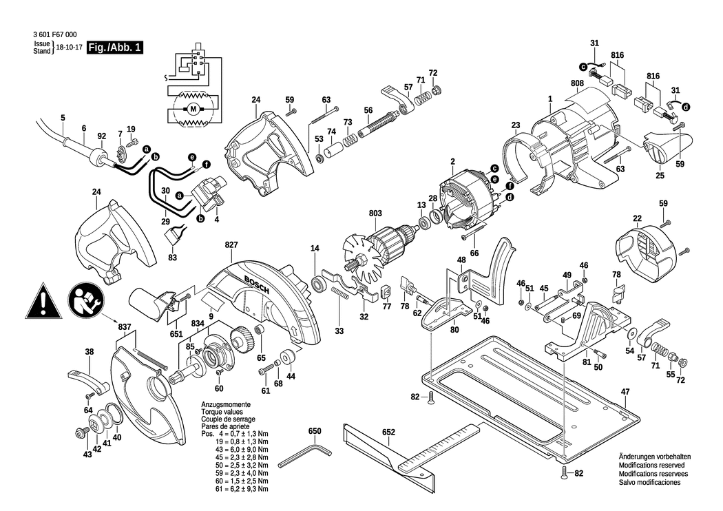 Bosch GKS 65 / 3601F67070 / GB 230 Volt Spare Parts