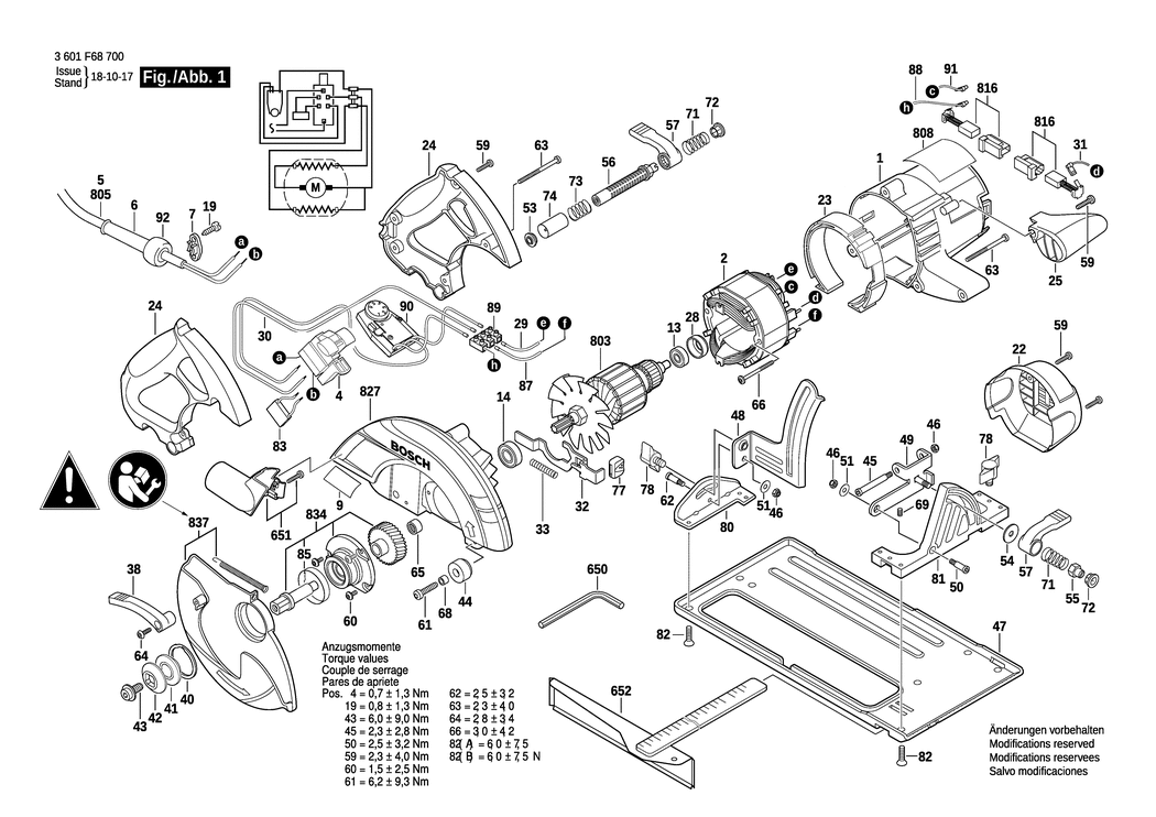 Bosch GKS 65 CE / 3601F68701 / EU 230 Volt Spare Parts