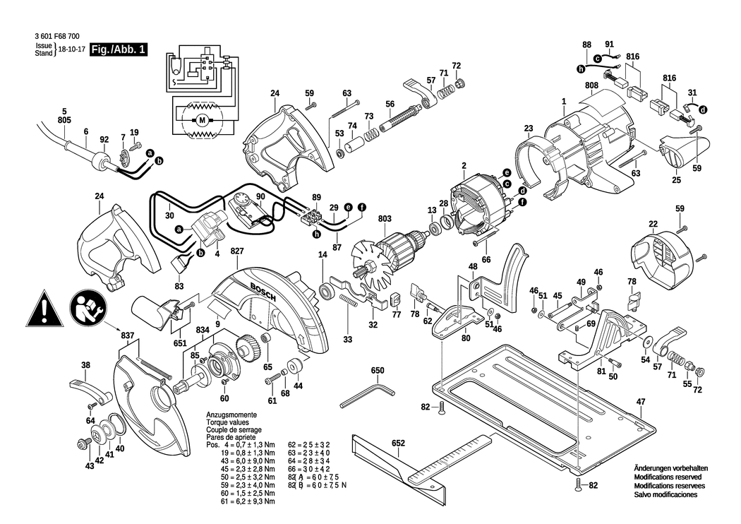 Bosch GKS 65 CE / 3601F68730 / CH 230 Volt Spare Parts