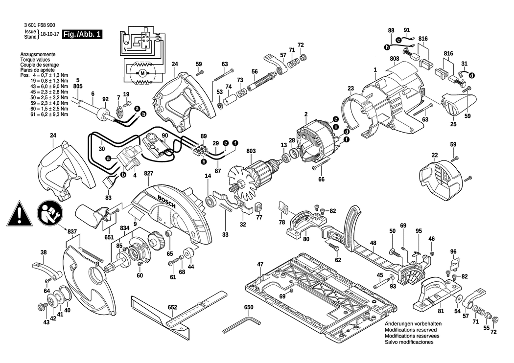 Bosch GKS 65 GCE / 3601F68930 / CH 230 Volt Spare Parts