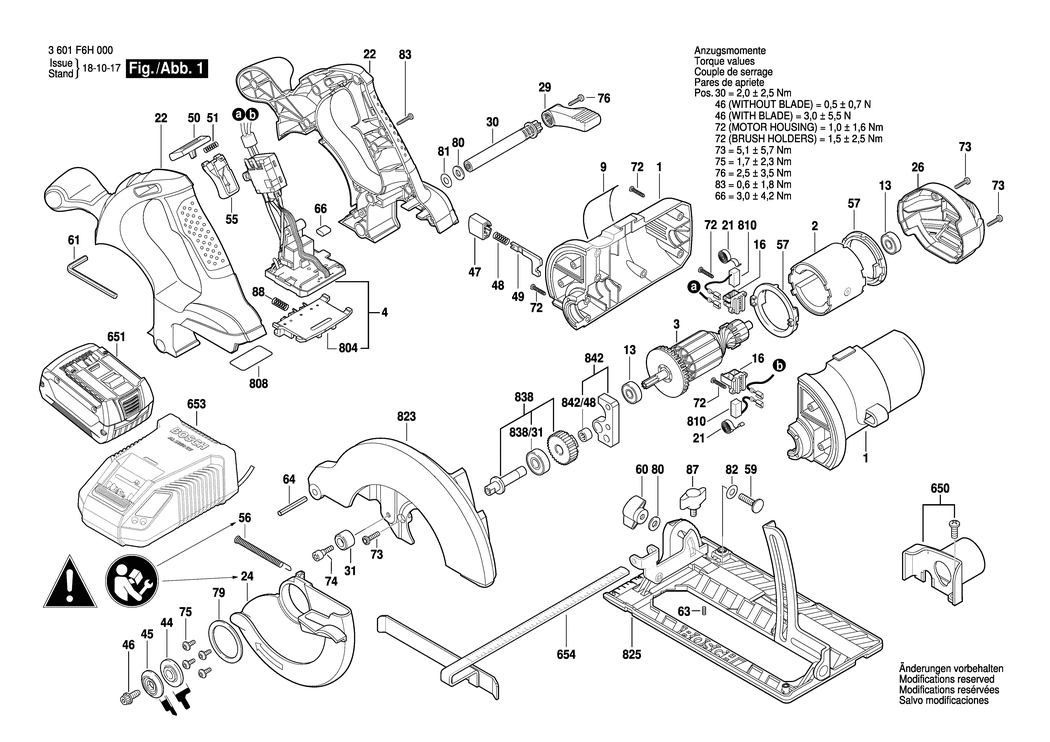 Bosch GKS 18 V-LI / 3601F6H000 / EU 18 Volt Spare Parts