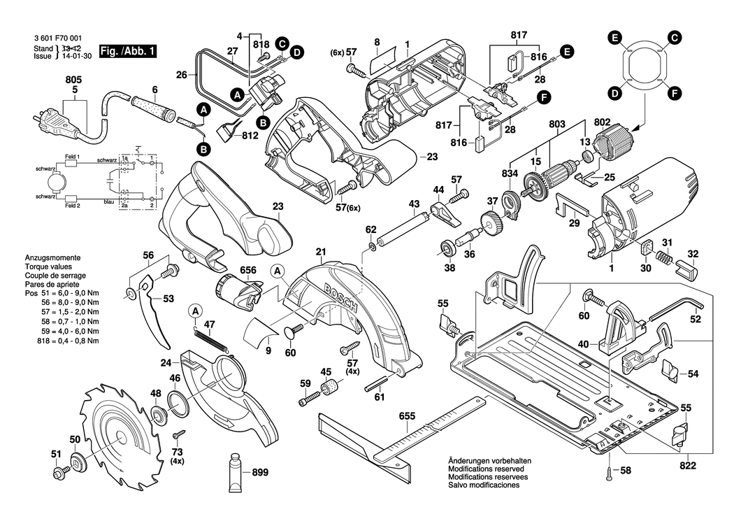 Bosch GKS 160 / 3601F70001 / --- 230 Volt Spare Parts