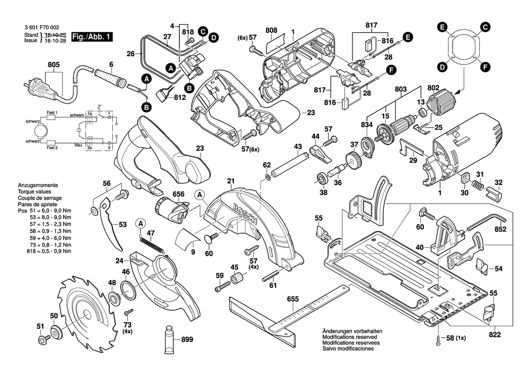 Bosch GKS 160 / 3601F70002 / --- 230 Volt Spare Parts