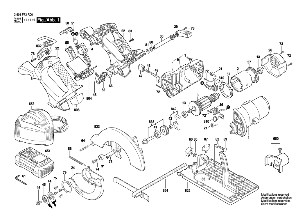 Bosch GKS 36 V-LI / 3601F73R00 / EU 36 Volt Spare Parts