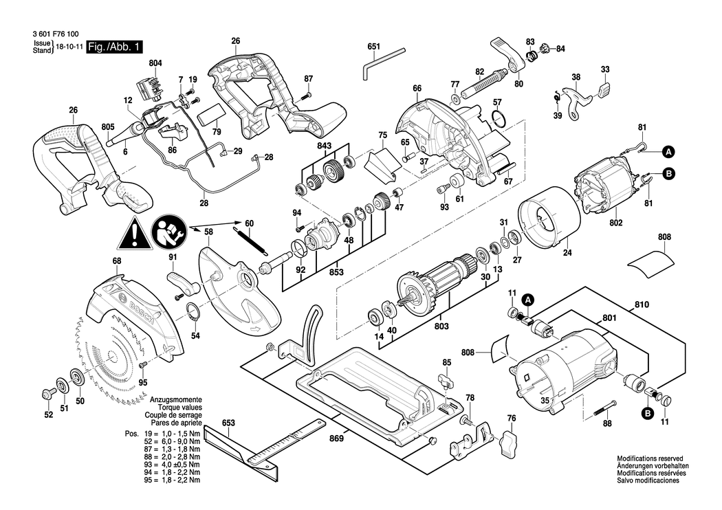 Bosch GKS 165 / 3601F76100 / EU 230 Volt Spare Parts