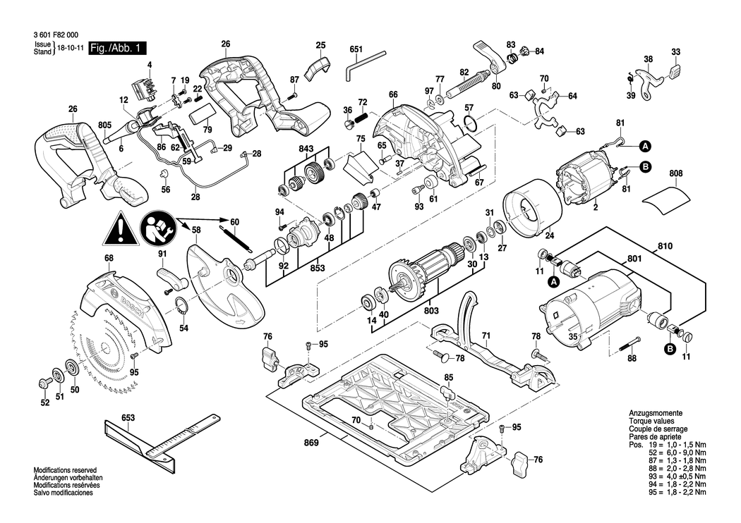 Bosch GKS 55+ G / 3601F82000 / EU 230 Volt Spare Parts