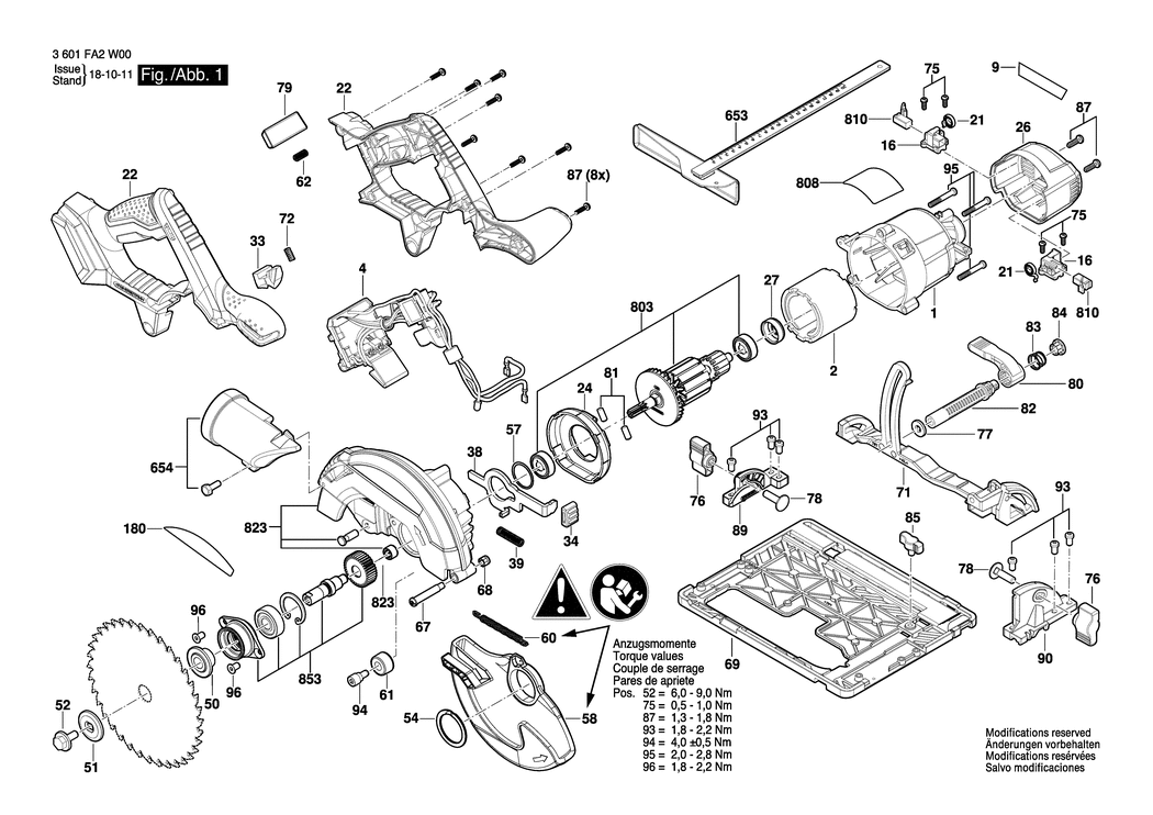 Bosch HKS 18-A / 3601FA2W00 / EU 18 Volt Spare Parts