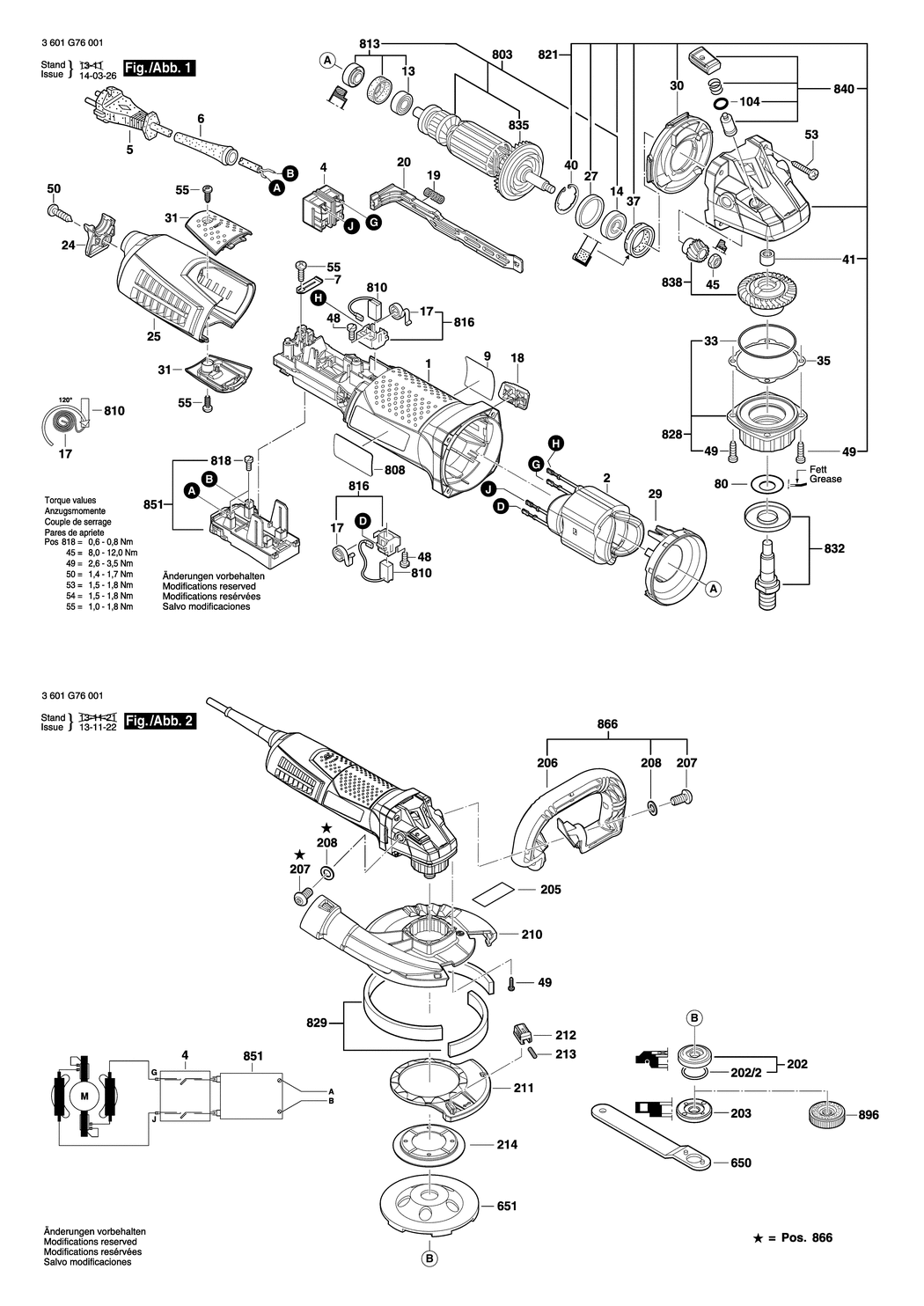 Bosch GBR 15 CA / 3601G76031 / CH 230 Volt Spare Parts