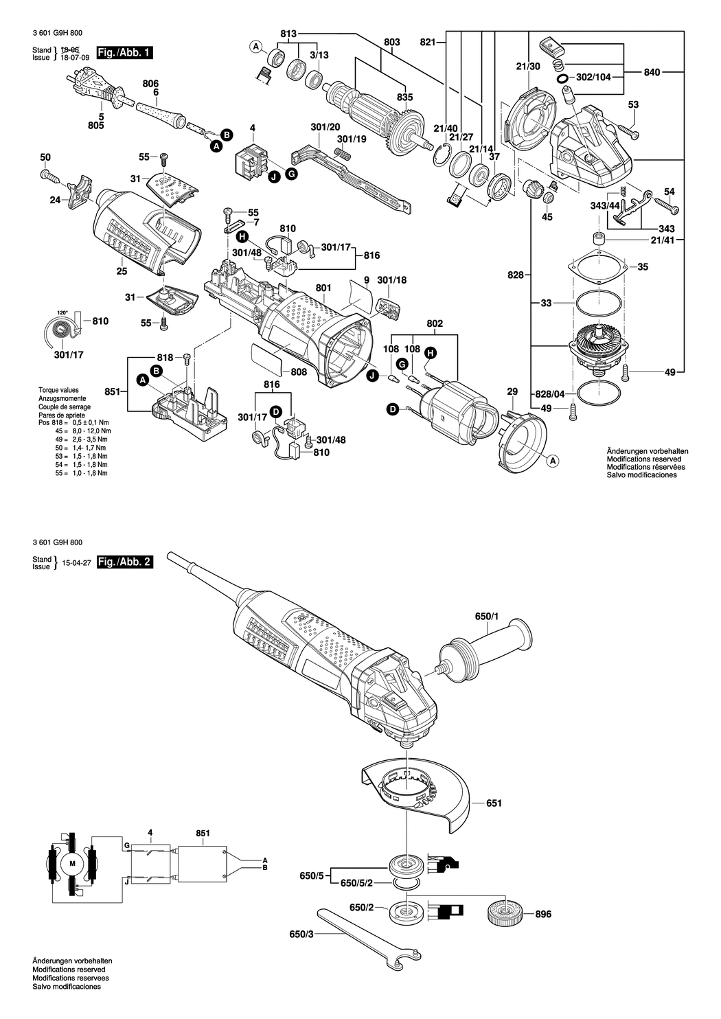 Bosch WKS 17-125 RE / 3601G9H900 / EU 230 Volt Spare Parts